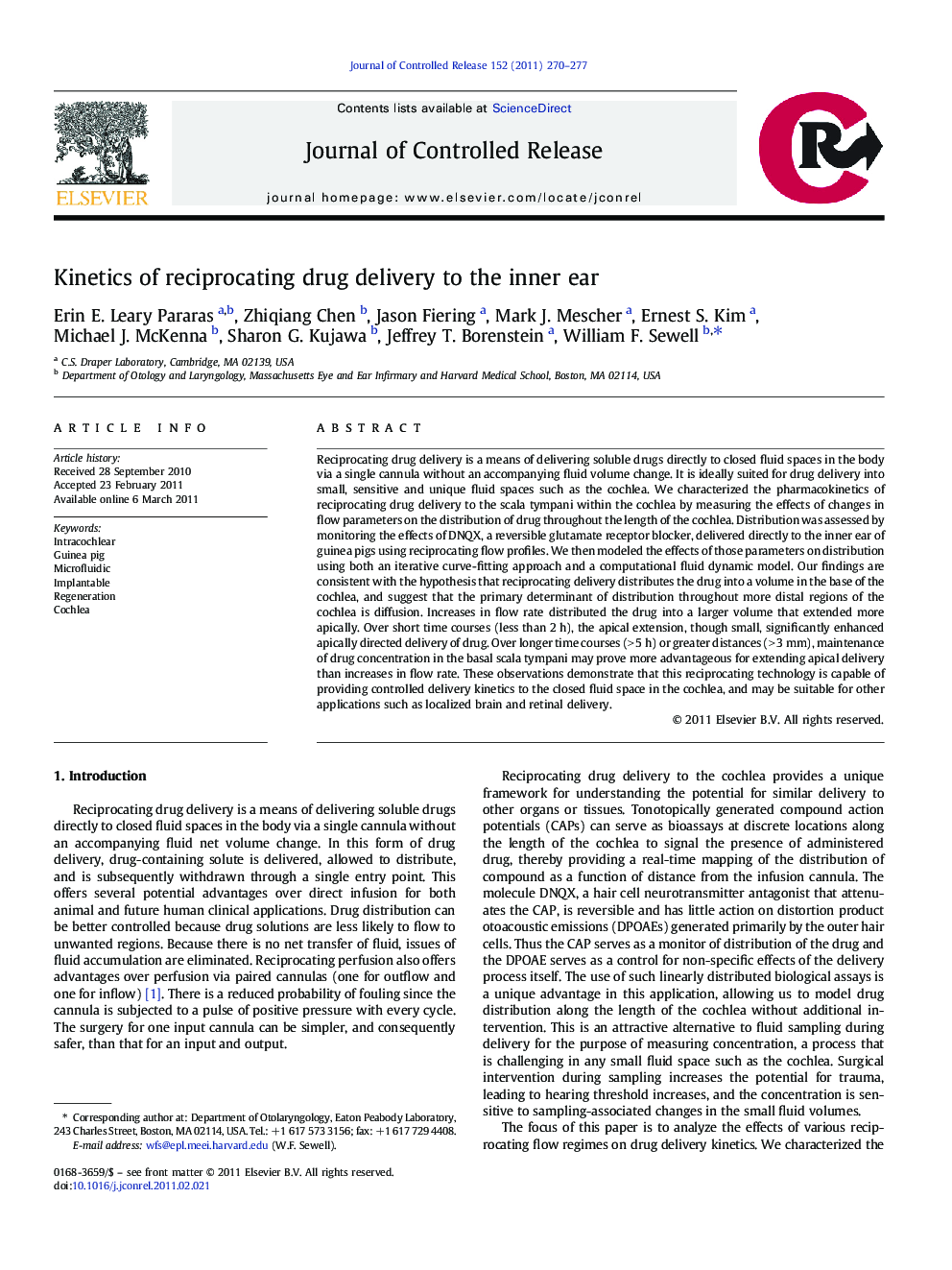 Kinetics of reciprocating drug delivery to the inner ear