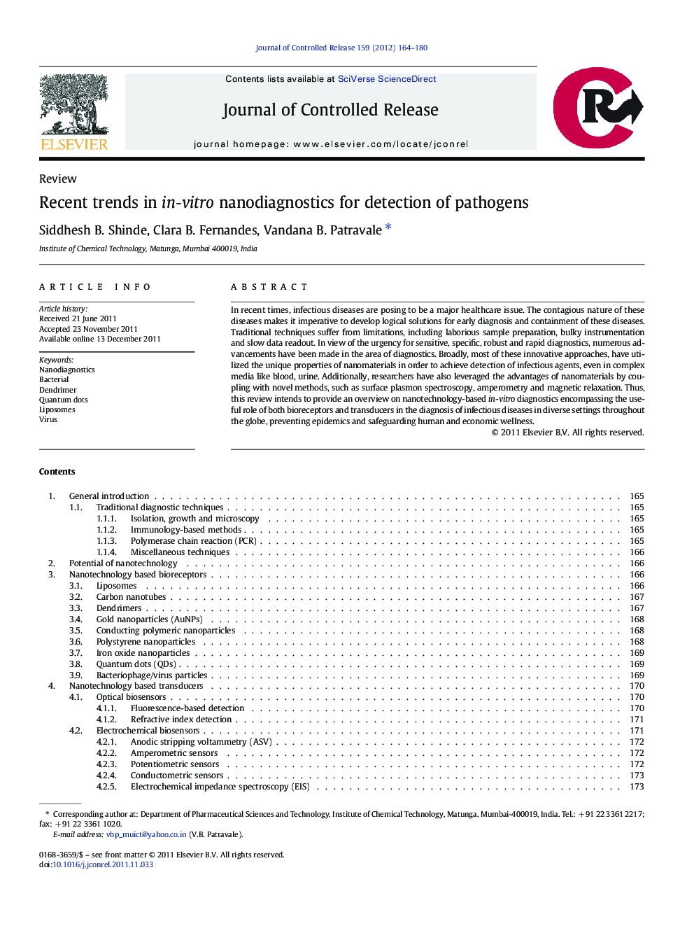 Recent trends in in-vitro nanodiagnostics for detection of pathogens