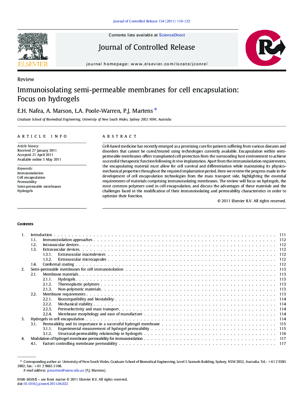 Immunoisolating semi-permeable membranes for cell encapsulation: Focus on hydrogels