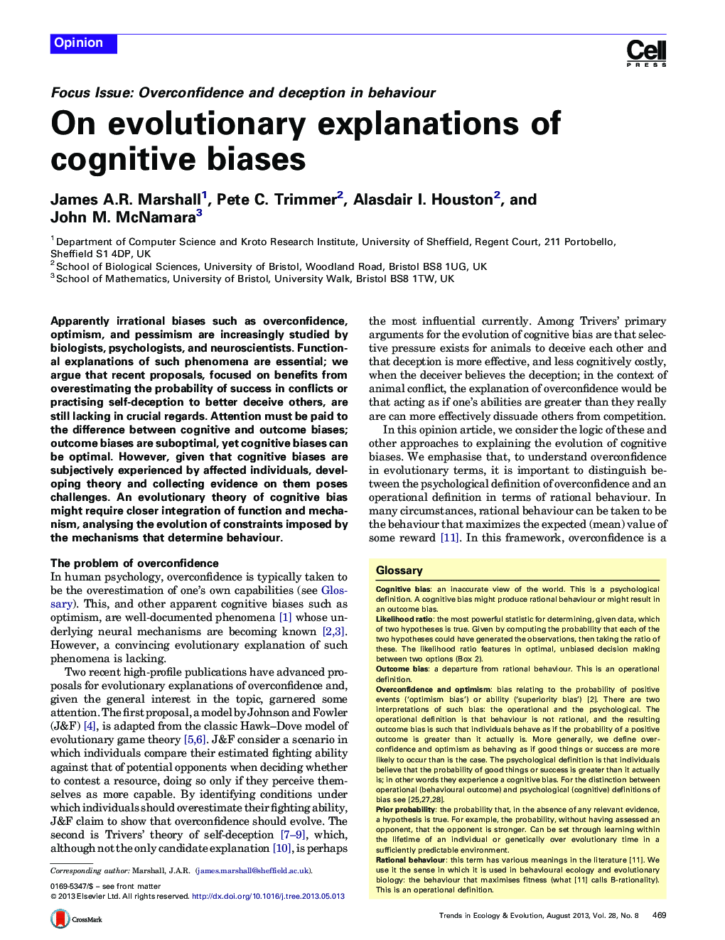 On evolutionary explanations of cognitive biases