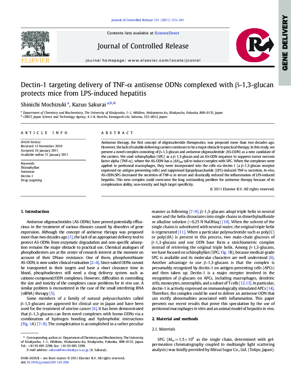 Dectin-1 targeting delivery of TNF-α antisense ODNs complexed with β-1,3-glucan protects mice from LPS-induced hepatitis