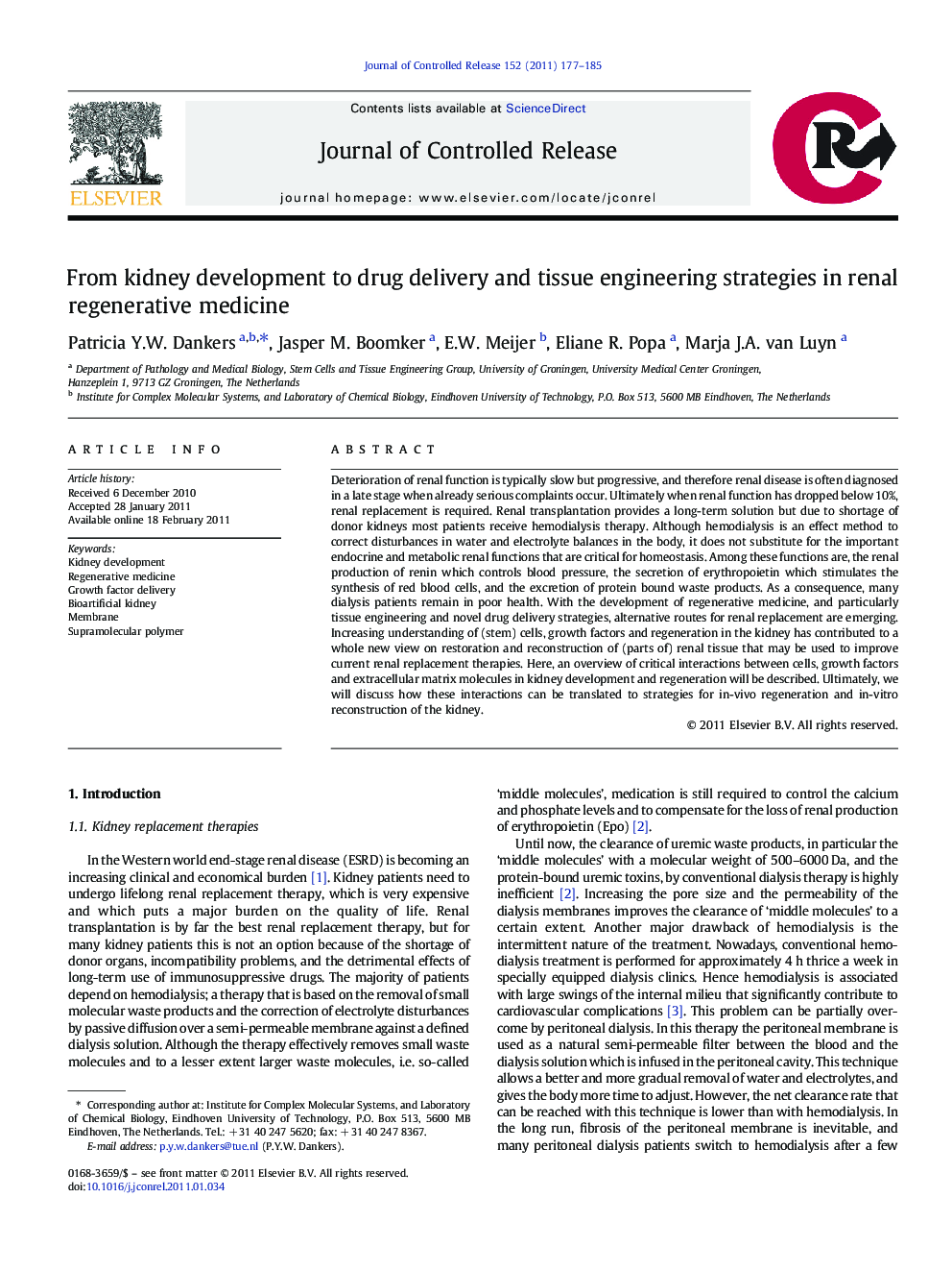 From kidney development to drug delivery and tissue engineering strategies in renal regenerative medicine