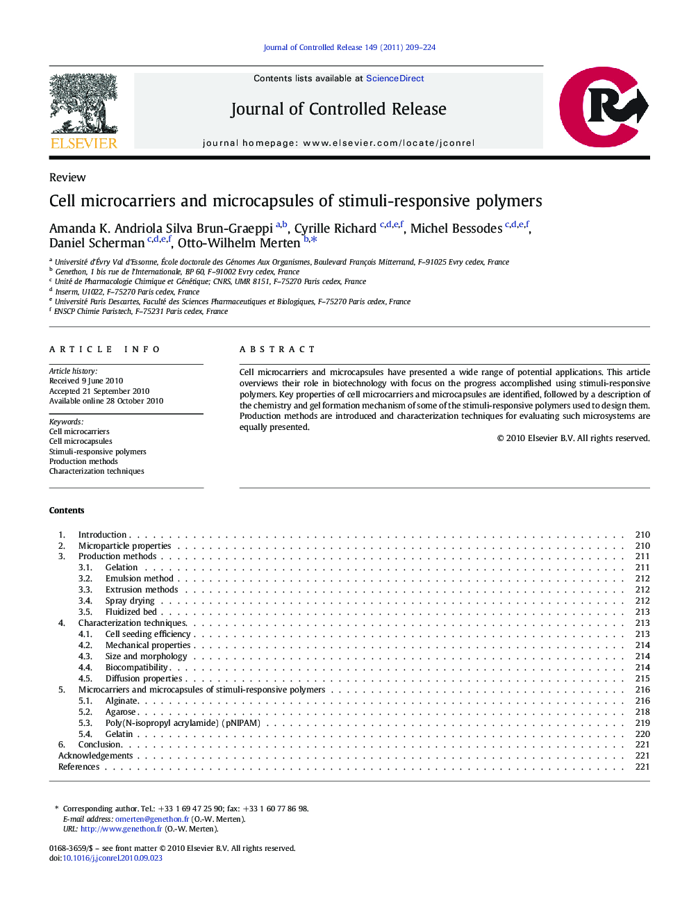 Cell microcarriers and microcapsules of stimuli-responsive polymers