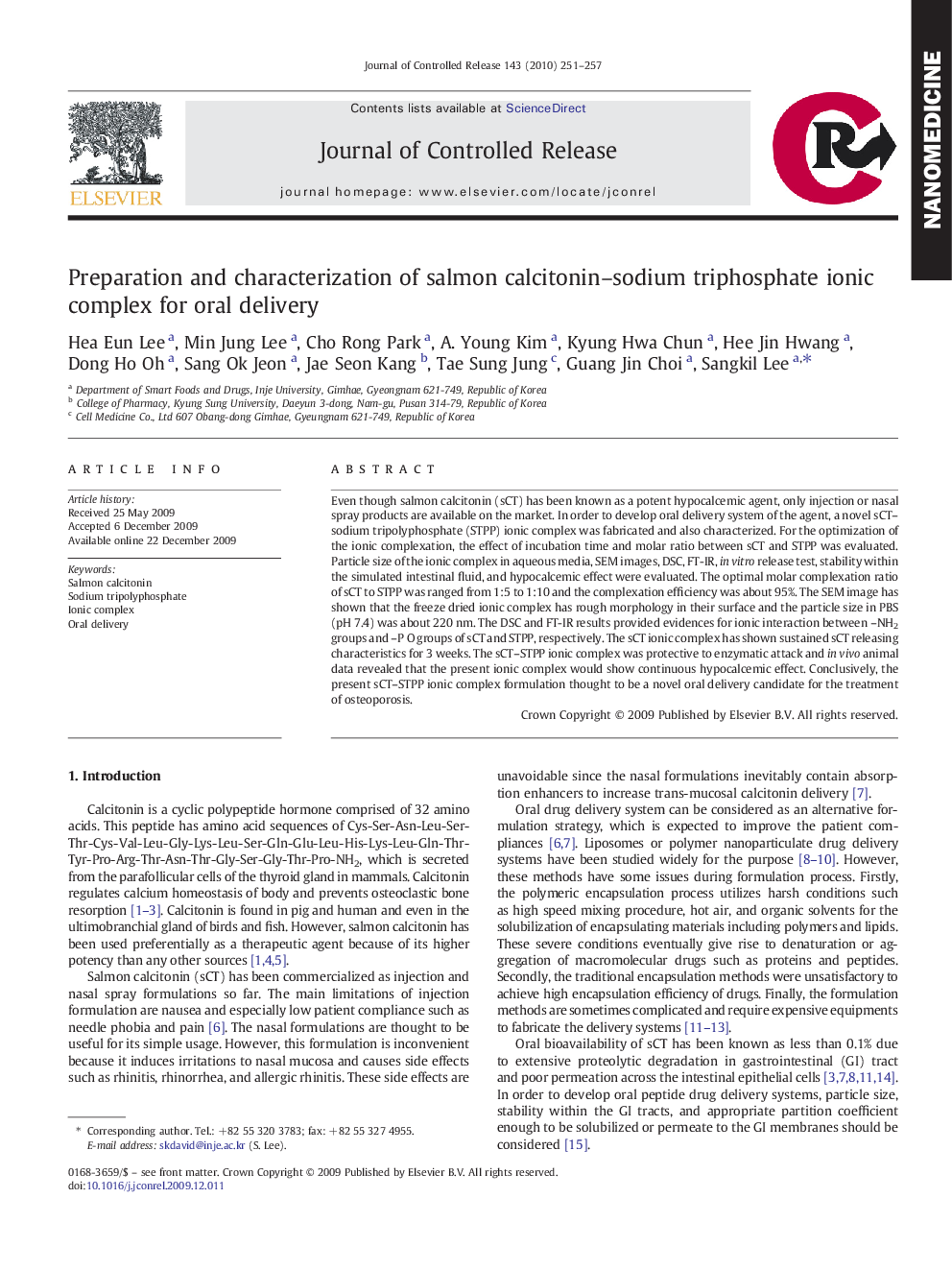 Preparation and characterization of salmon calcitonin–sodium triphosphate ionic complex for oral delivery