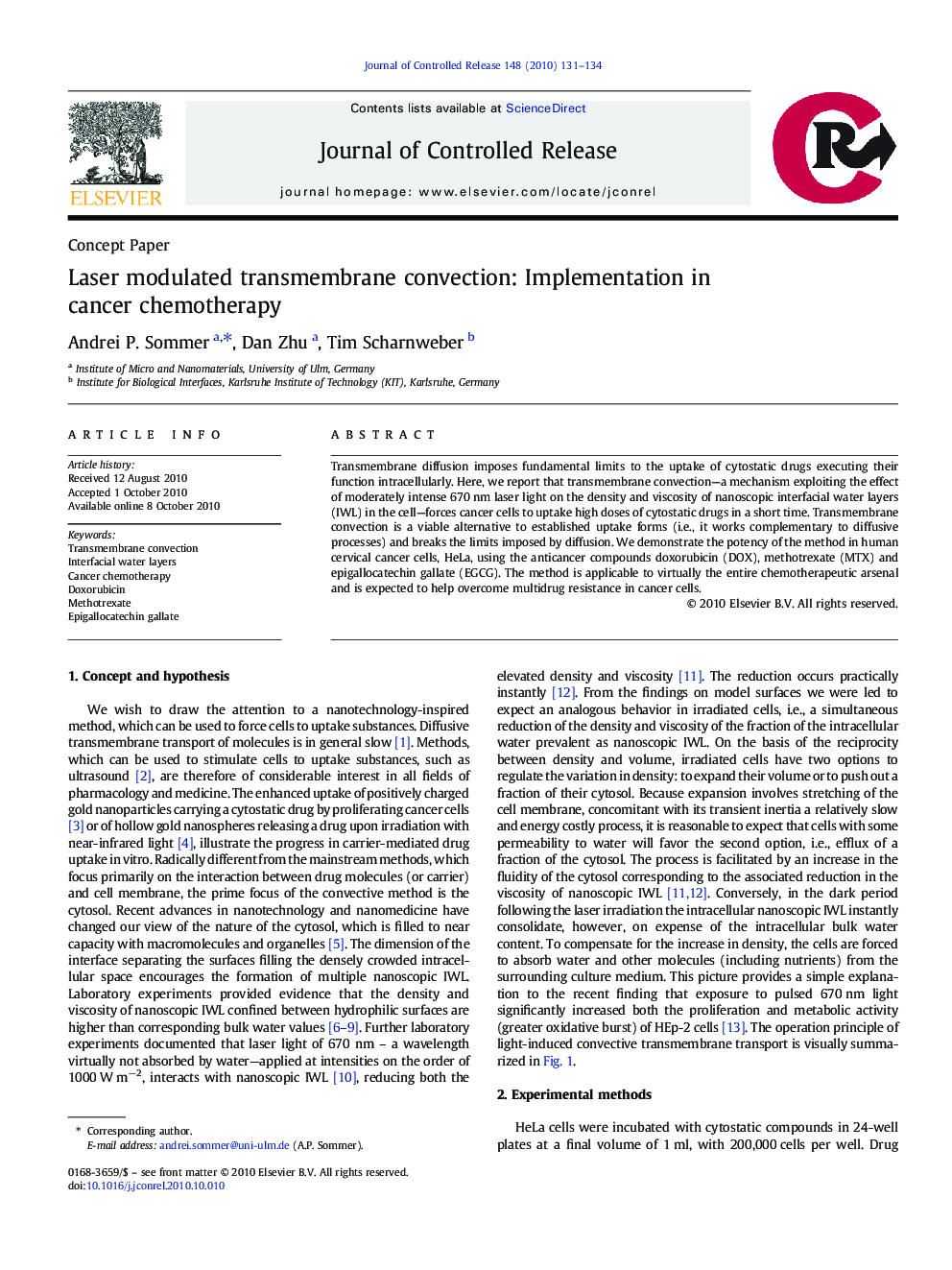 Laser modulated transmembrane convection: Implementation in cancer chemotherapy