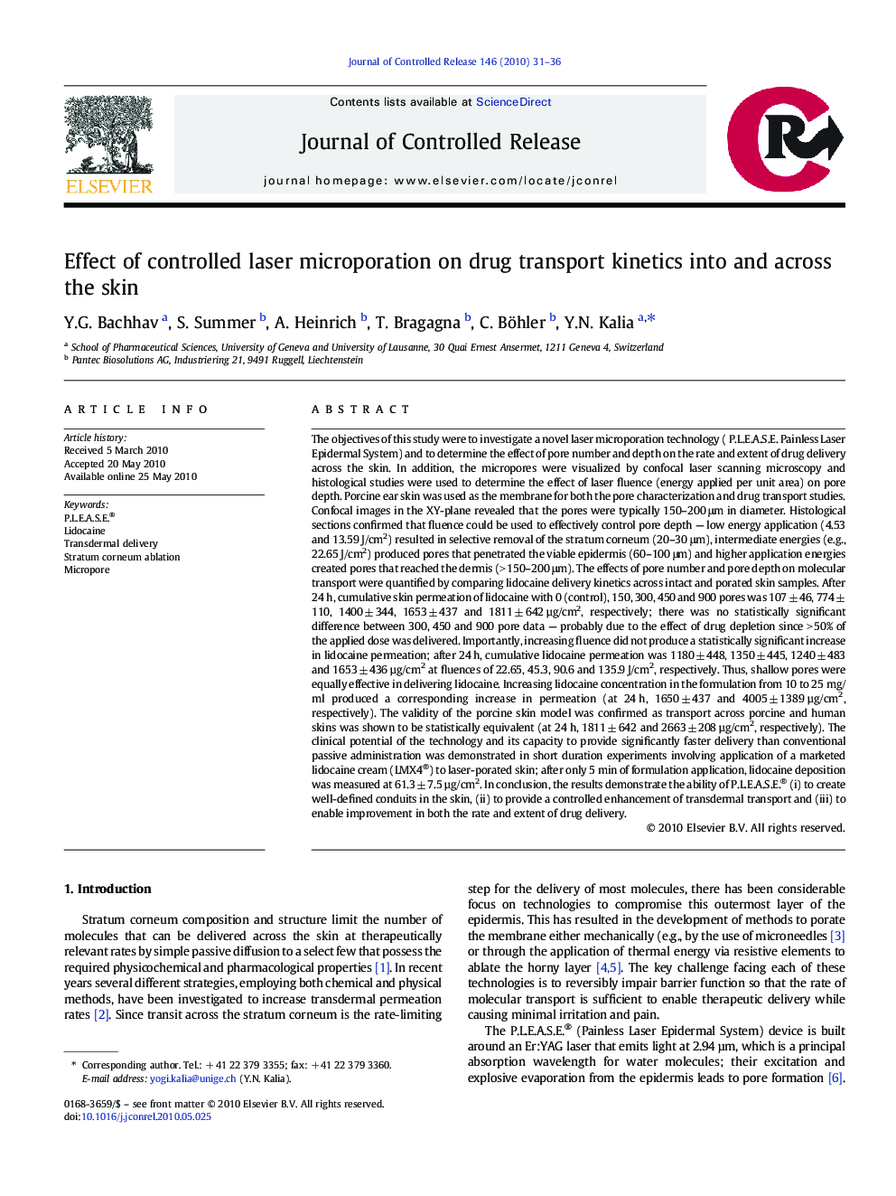 Effect of controlled laser microporation on drug transport kinetics into and across the skin