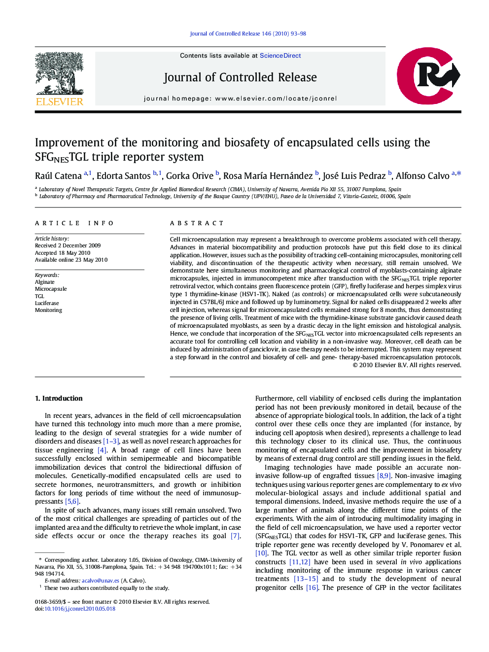 Improvement of the monitoring and biosafety of encapsulated cells using the SFGNESTGL triple reporter system