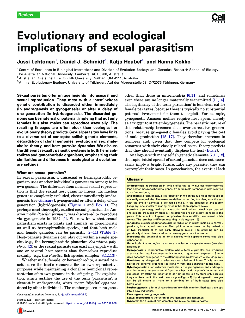 Evolutionary and ecological implications of sexual parasitism