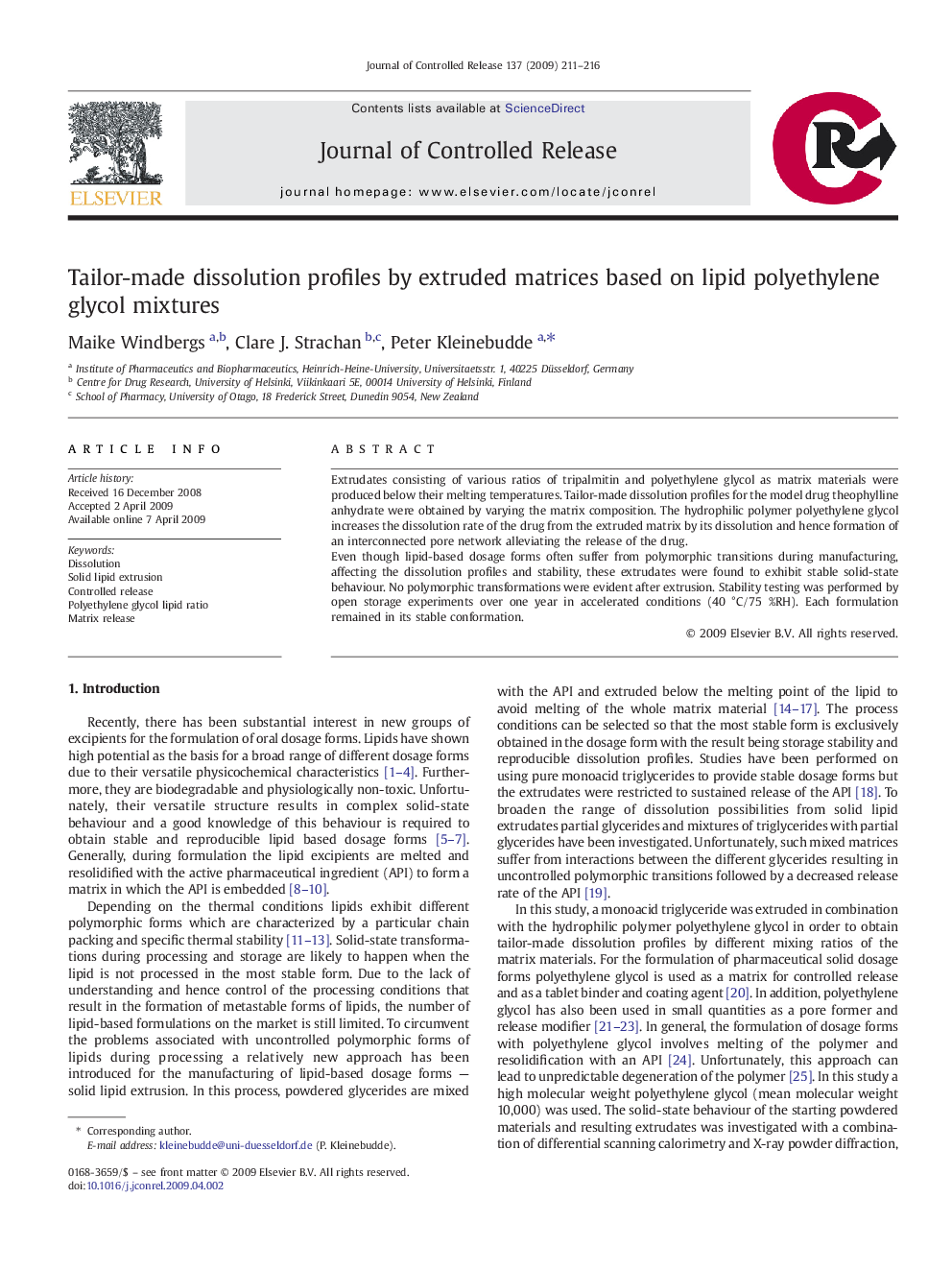 Tailor-made dissolution profiles by extruded matrices based on lipid polyethylene glycol mixtures