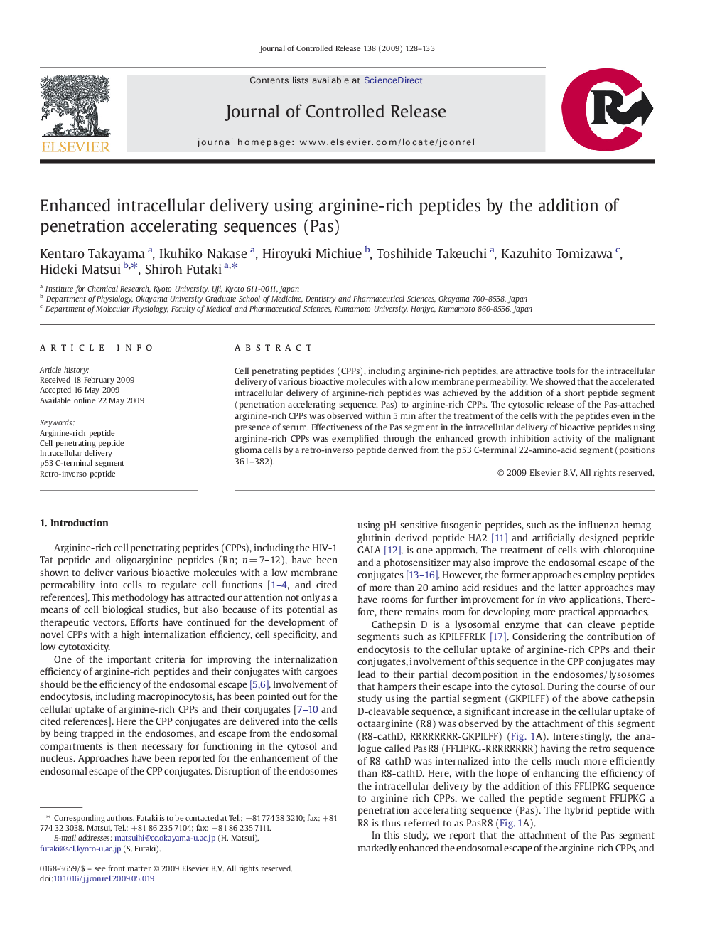 Enhanced intracellular delivery using arginine-rich peptides by the addition of penetration accelerating sequences (Pas)