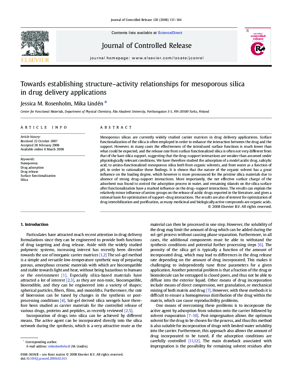 Towards establishing structure–activity relationships for mesoporous silica in drug delivery applications