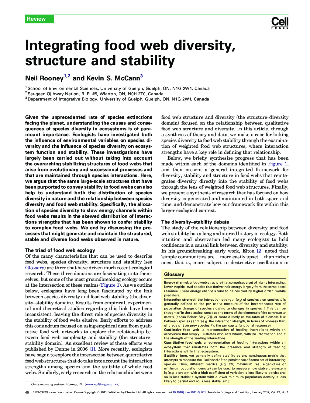 Integrating food web diversity, structure and stability