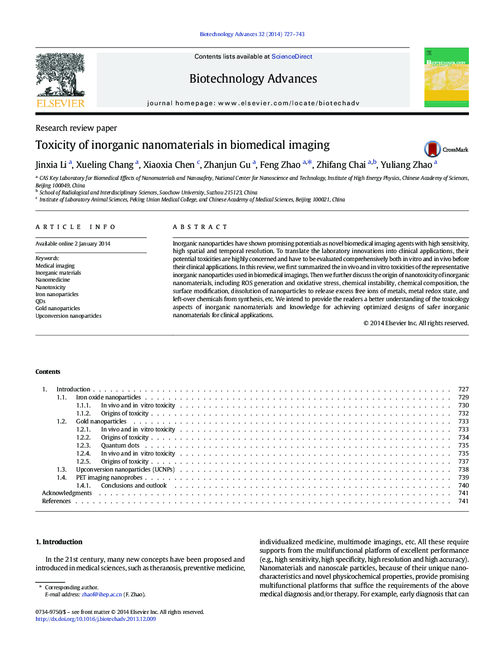 Toxicity of inorganic nanomaterials in biomedical imaging