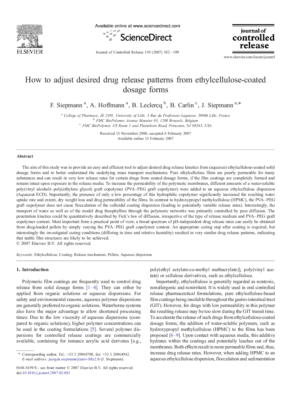 How to adjust desired drug release patterns from ethylcellulose-coated dosage forms