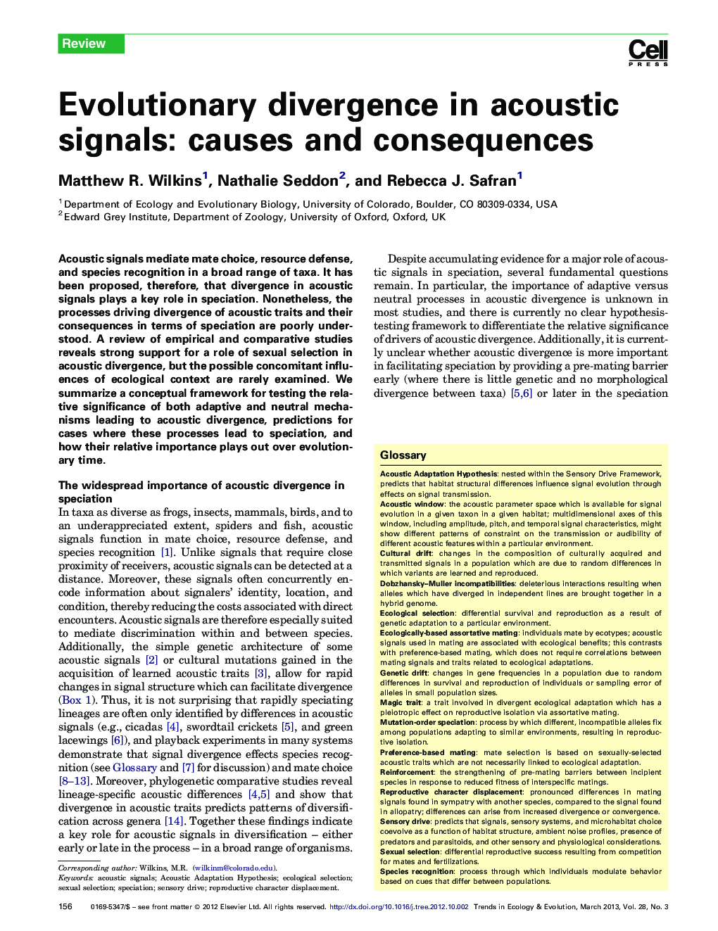 Evolutionary divergence in acoustic signals: causes and consequences