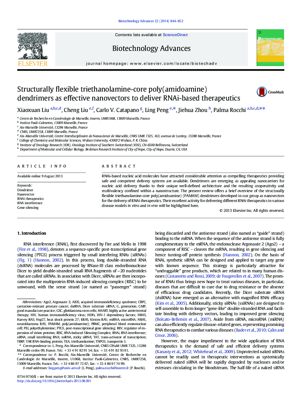 Structurally flexible triethanolamine-core poly(amidoamine) dendrimers as effective nanovectors to deliver RNAi-based therapeutics