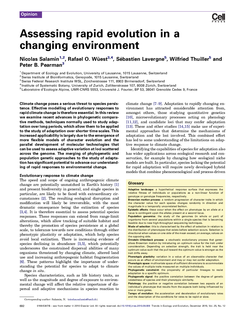 Assessing rapid evolution in a changing environment