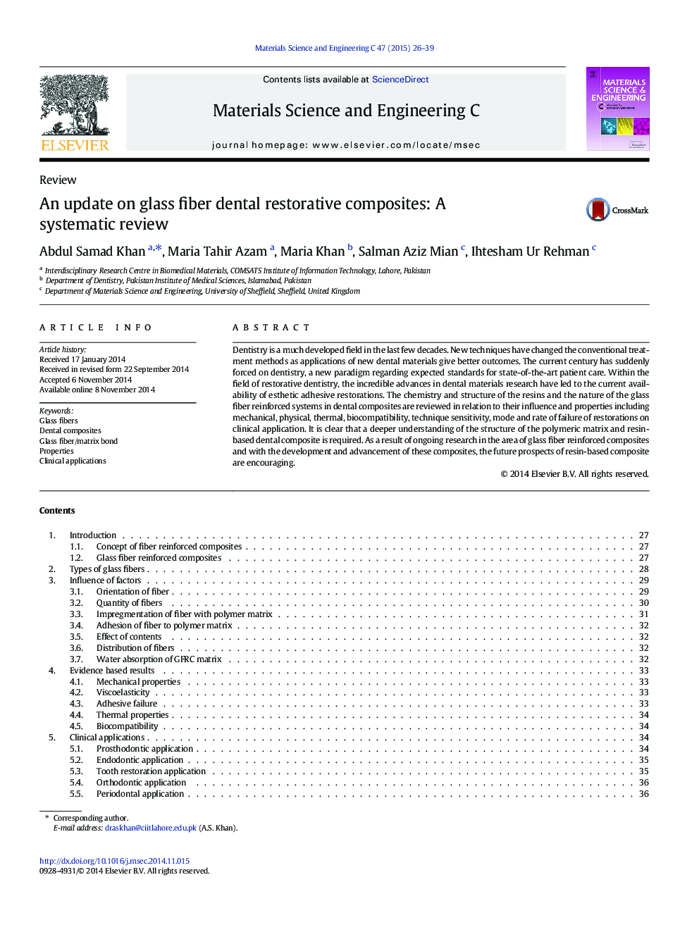 An update on glass fiber dental restorative composites: A systematic review