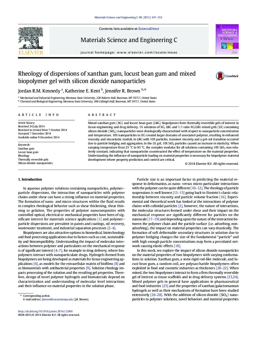 Rheology of dispersions of xanthan gum, locust bean gum and mixed biopolymer gel with silicon dioxide nanoparticles