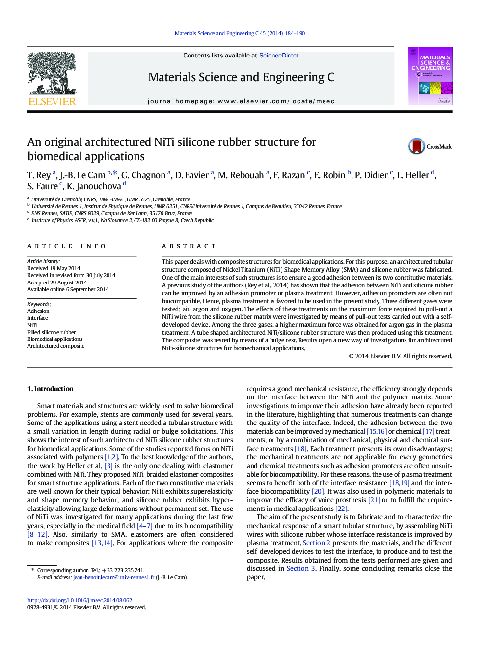 An original architectured NiTi silicone rubber structure for biomedical applications