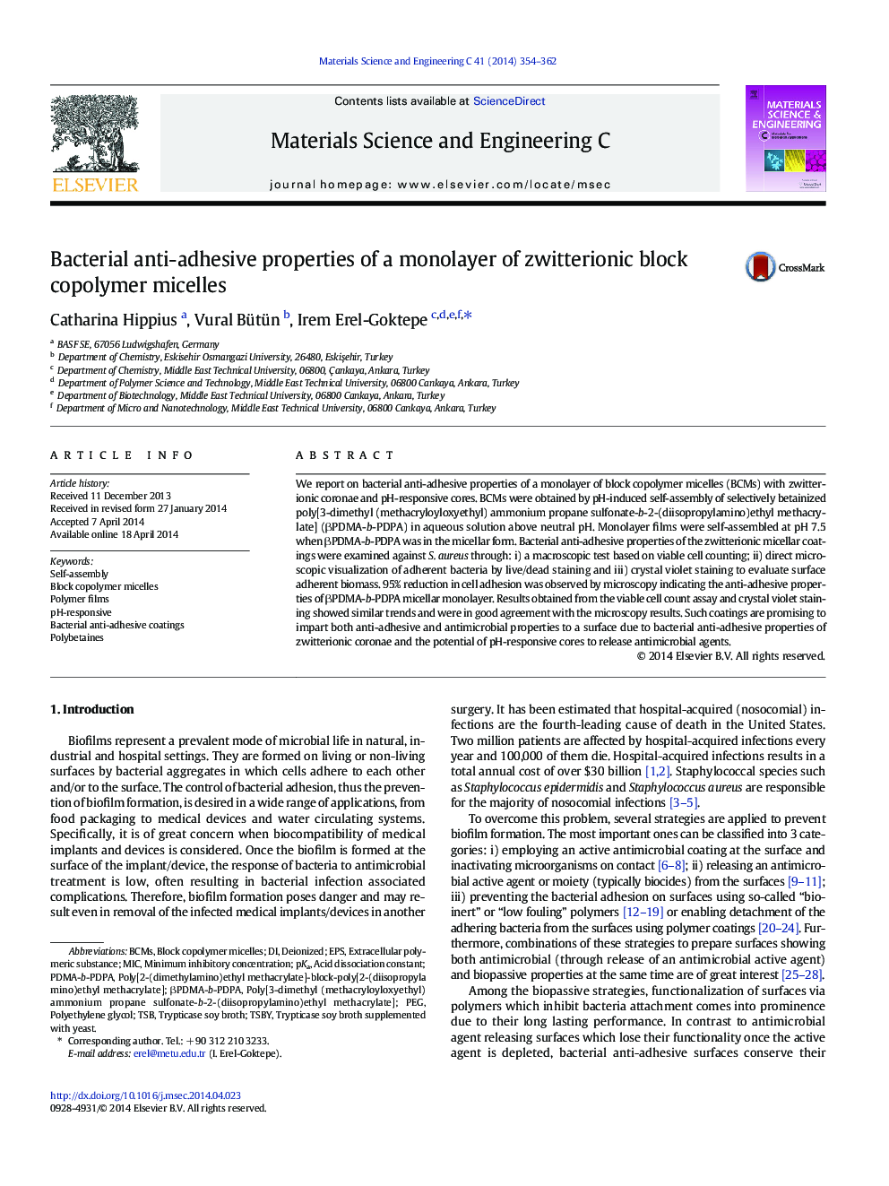 Bacterial anti-adhesive properties of a monolayer of zwitterionic block copolymer micelles