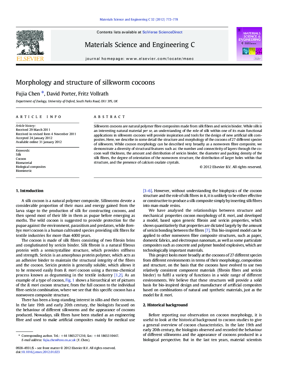 Morphology and structure of silkworm cocoons