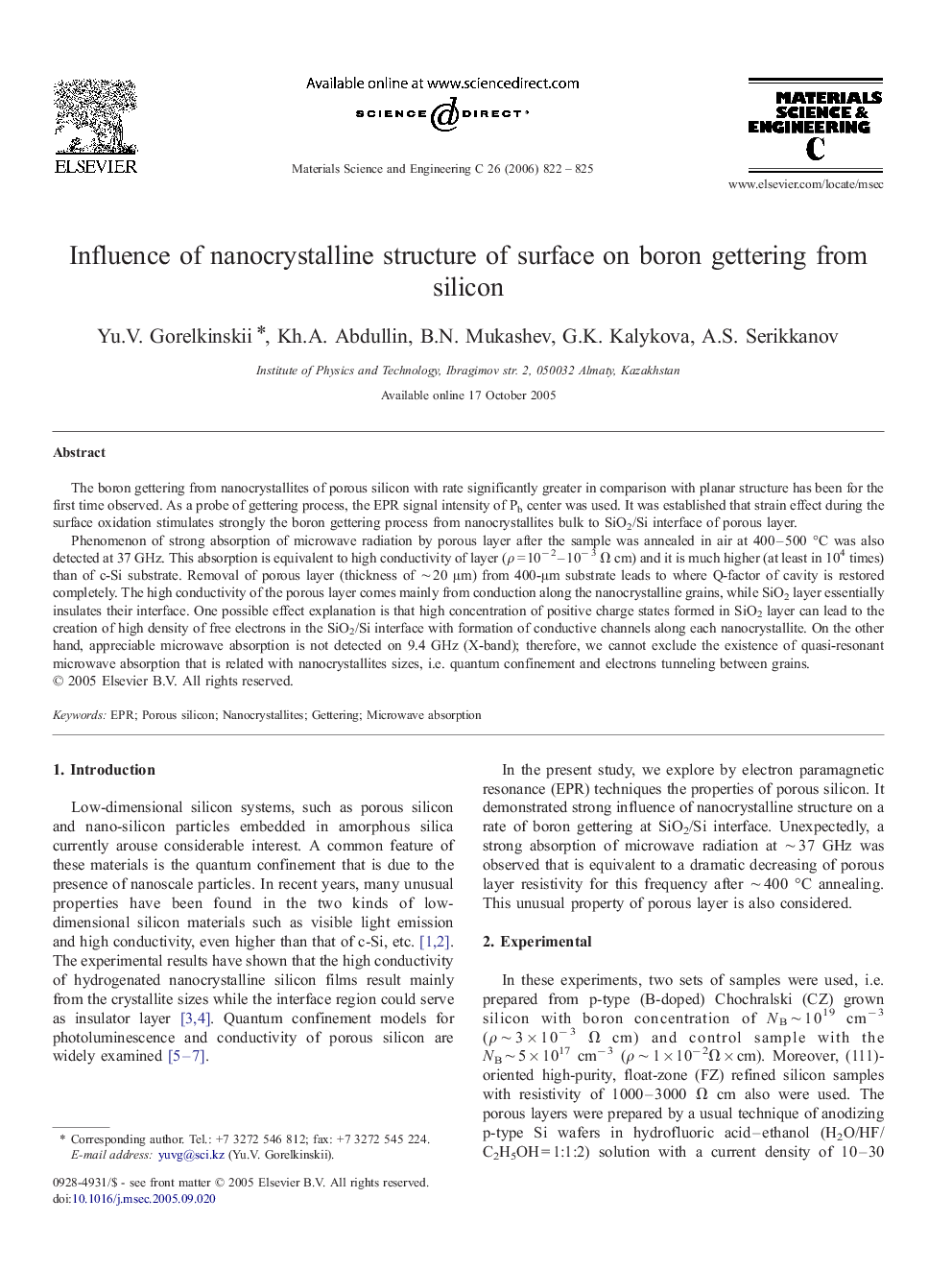 Influence of nanocrystalline structure of surface on boron gettering from silicon