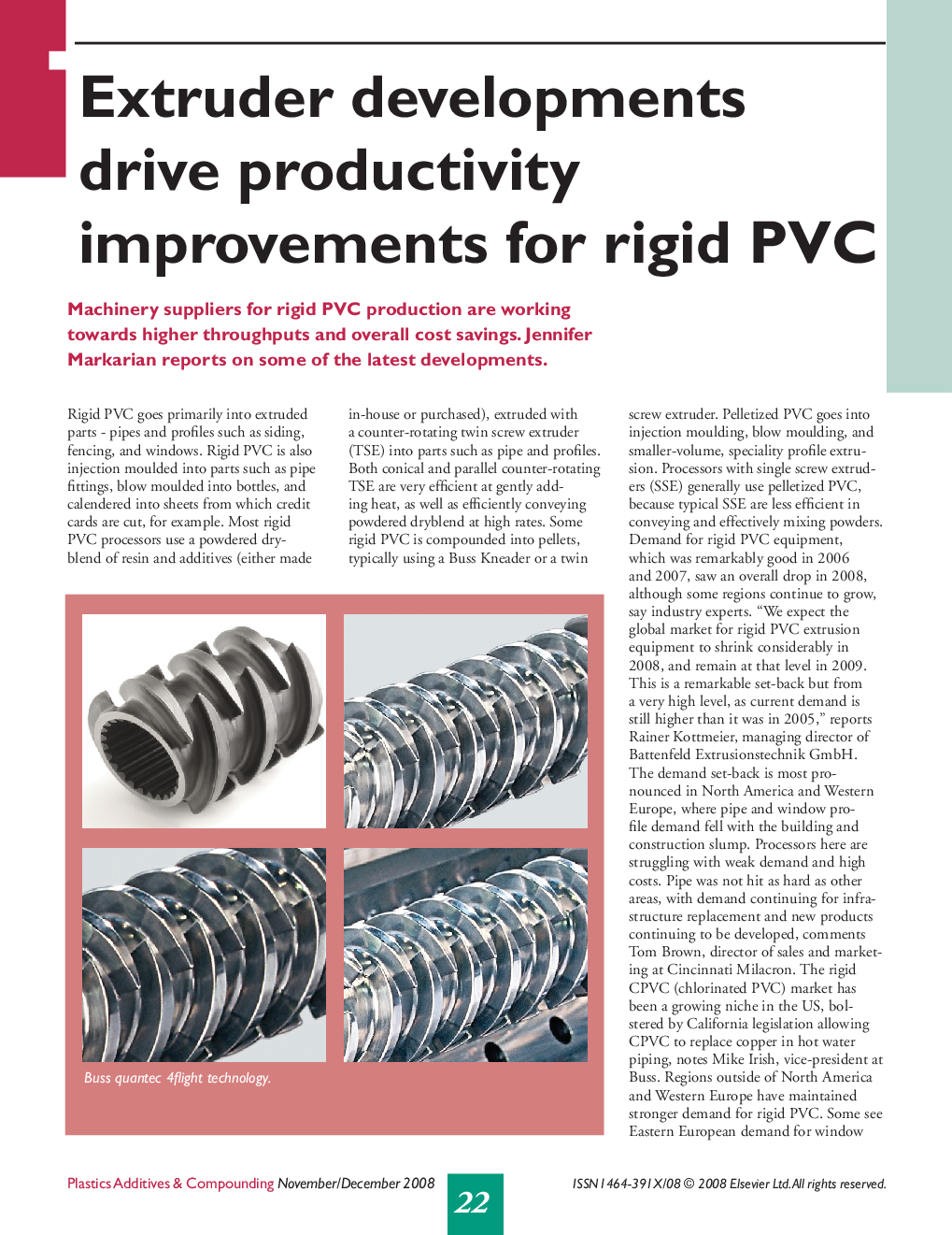 Extruder developments drive productivity improvements for rigid PVC