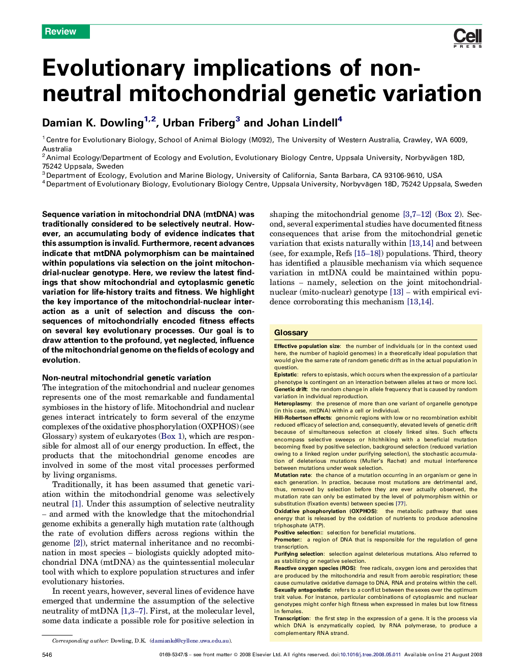 Evolutionary implications of non-neutral mitochondrial genetic variation