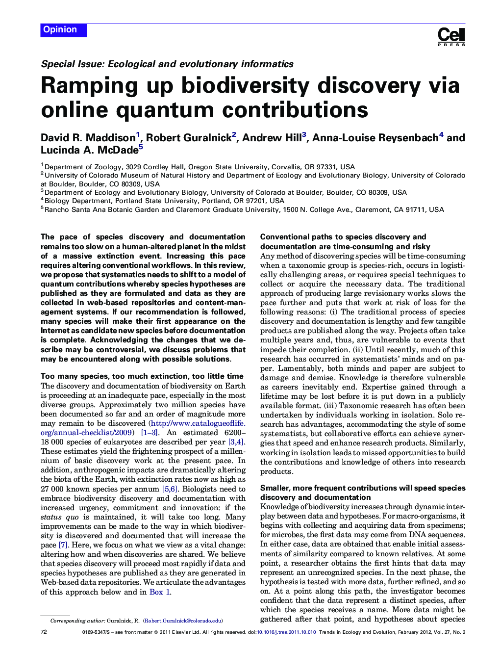 Ramping up biodiversity discovery via online quantum contributions