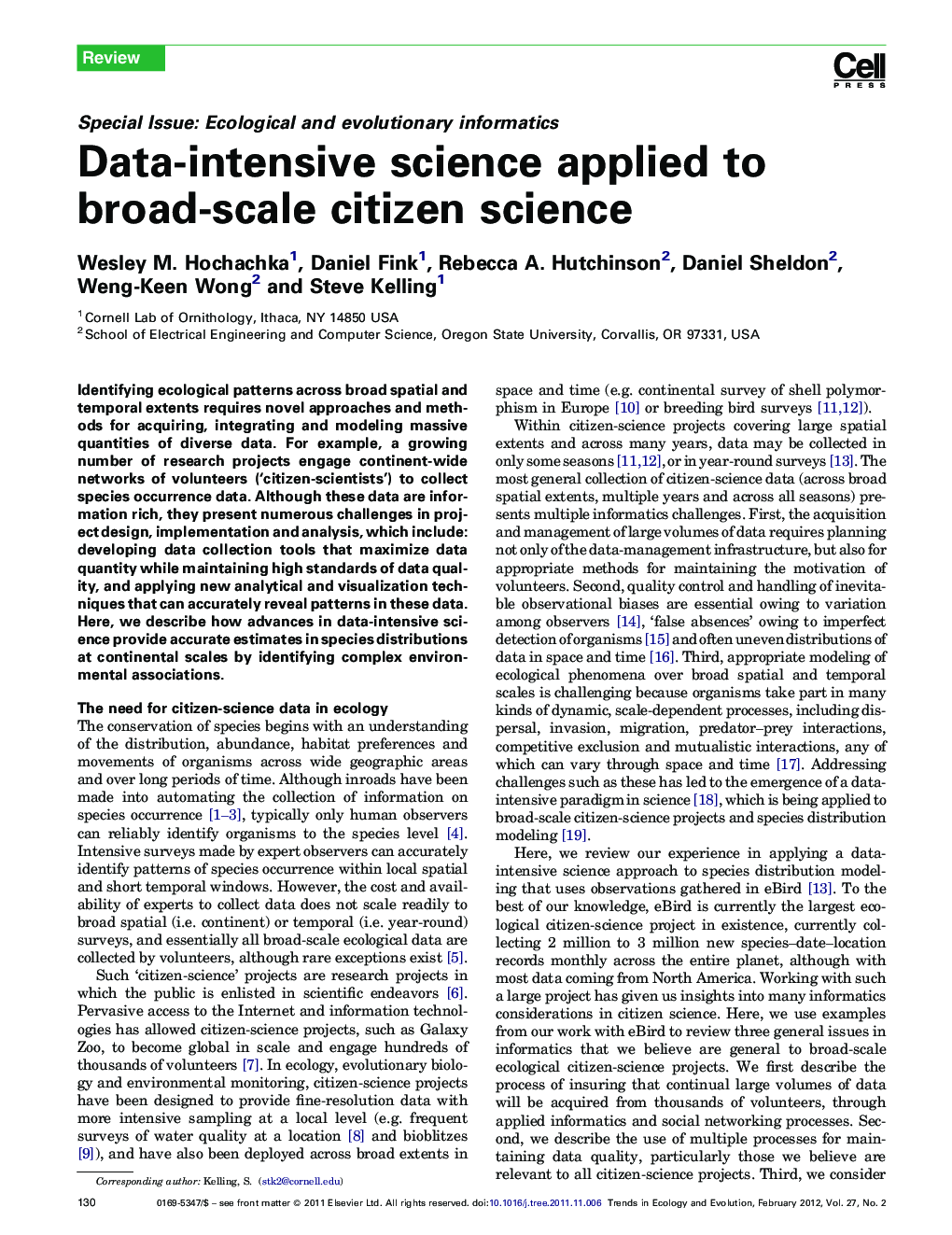 Data-intensive science applied to broad-scale citizen science