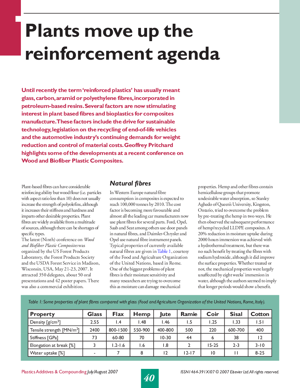 Plants move up the reinforcement agenda