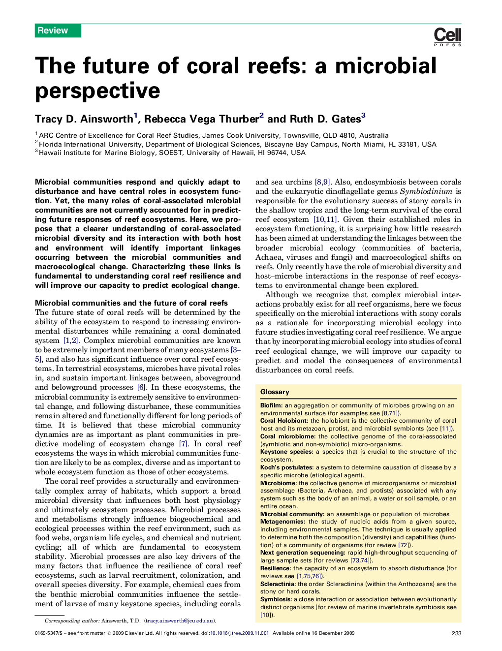 The future of coral reefs: a microbial perspective