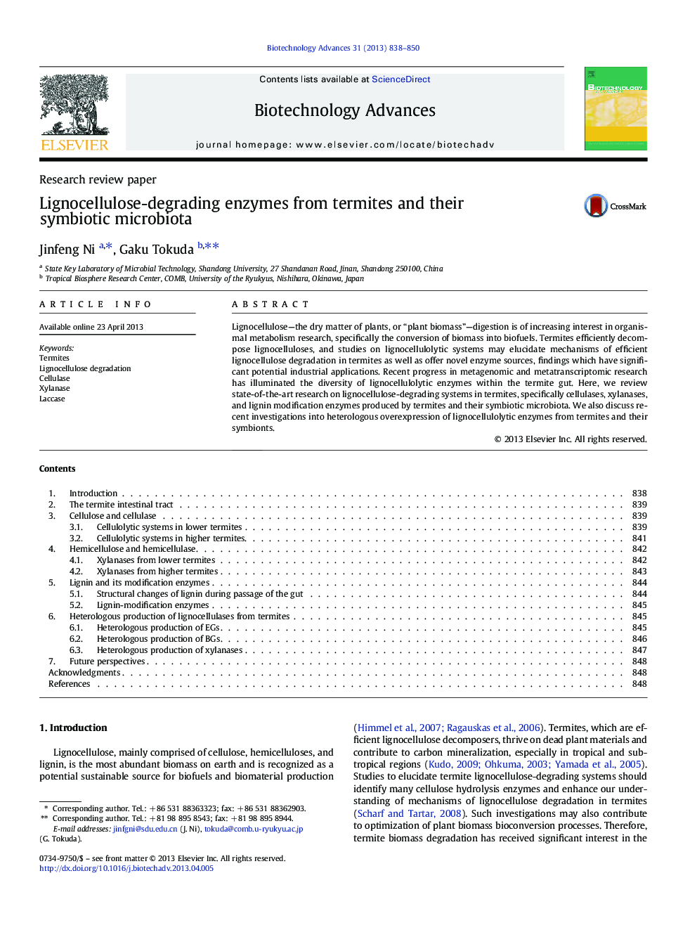 Lignocellulose-degrading enzymes from termites and their symbiotic microbiota