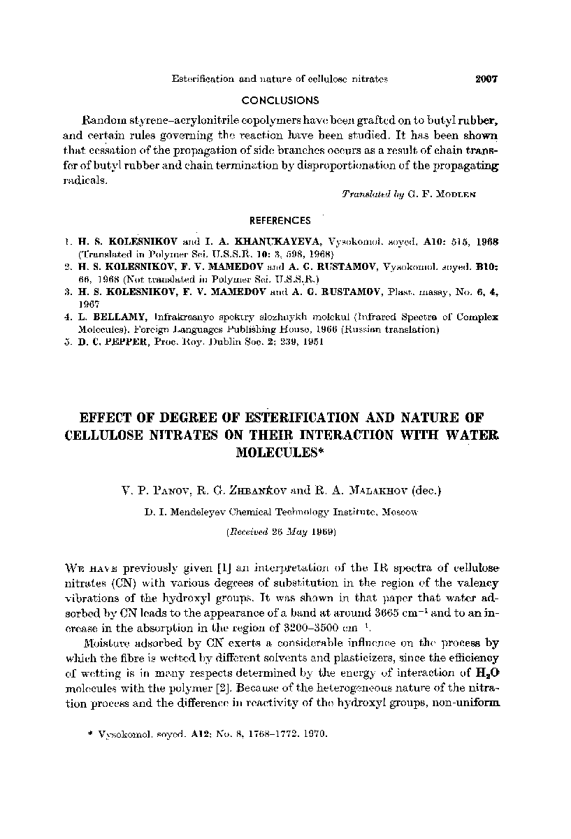 Effect of degree of esterification and nature of cellulose nitrates on their interaction with water molecules