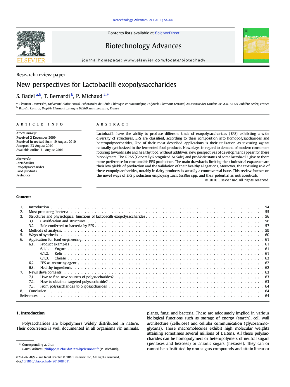 New perspectives for Lactobacilli exopolysaccharides
