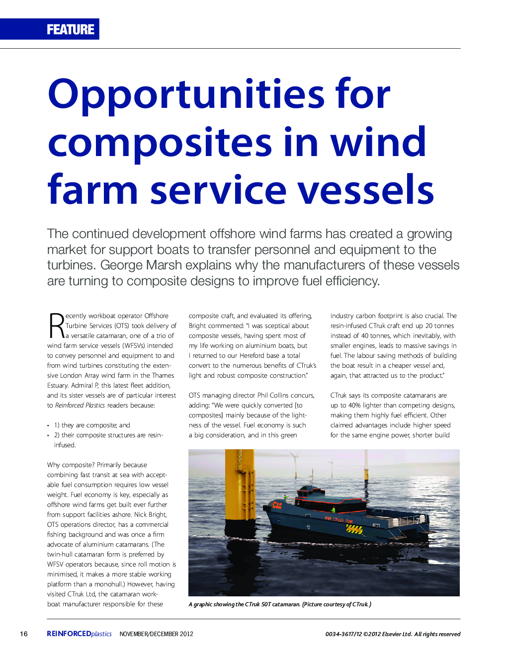 Opportunities for composites in wind farm service vessels