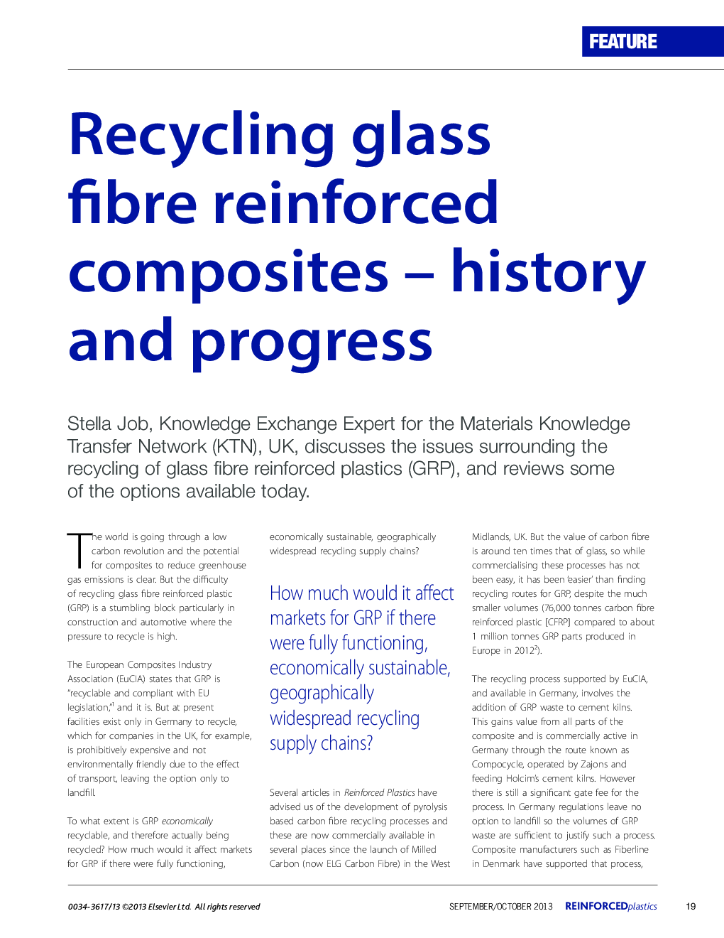 عکس صفحه اول مقاله: Recycling glass fibre reinforced composites – history and progress Recycling glass fibre reinforced composites – history and progress