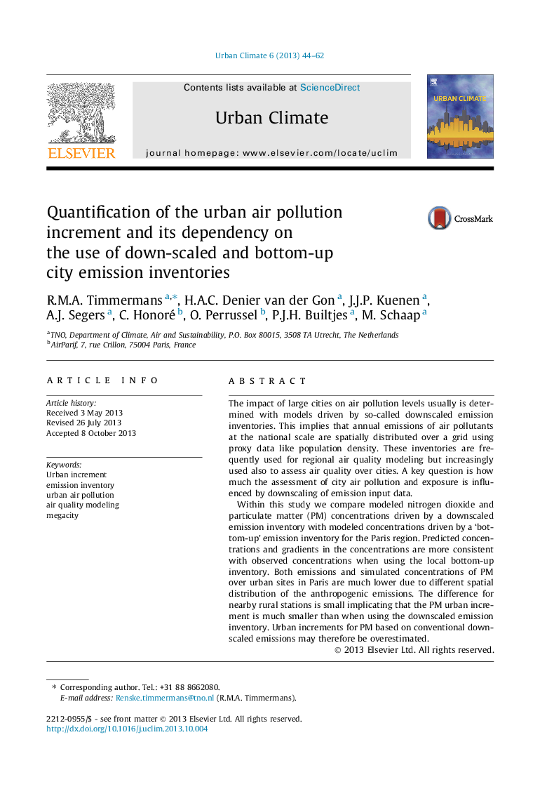 Quantification of the urban air pollution increment and its dependency on the use of down-scaled and bottom-up city emission inventories