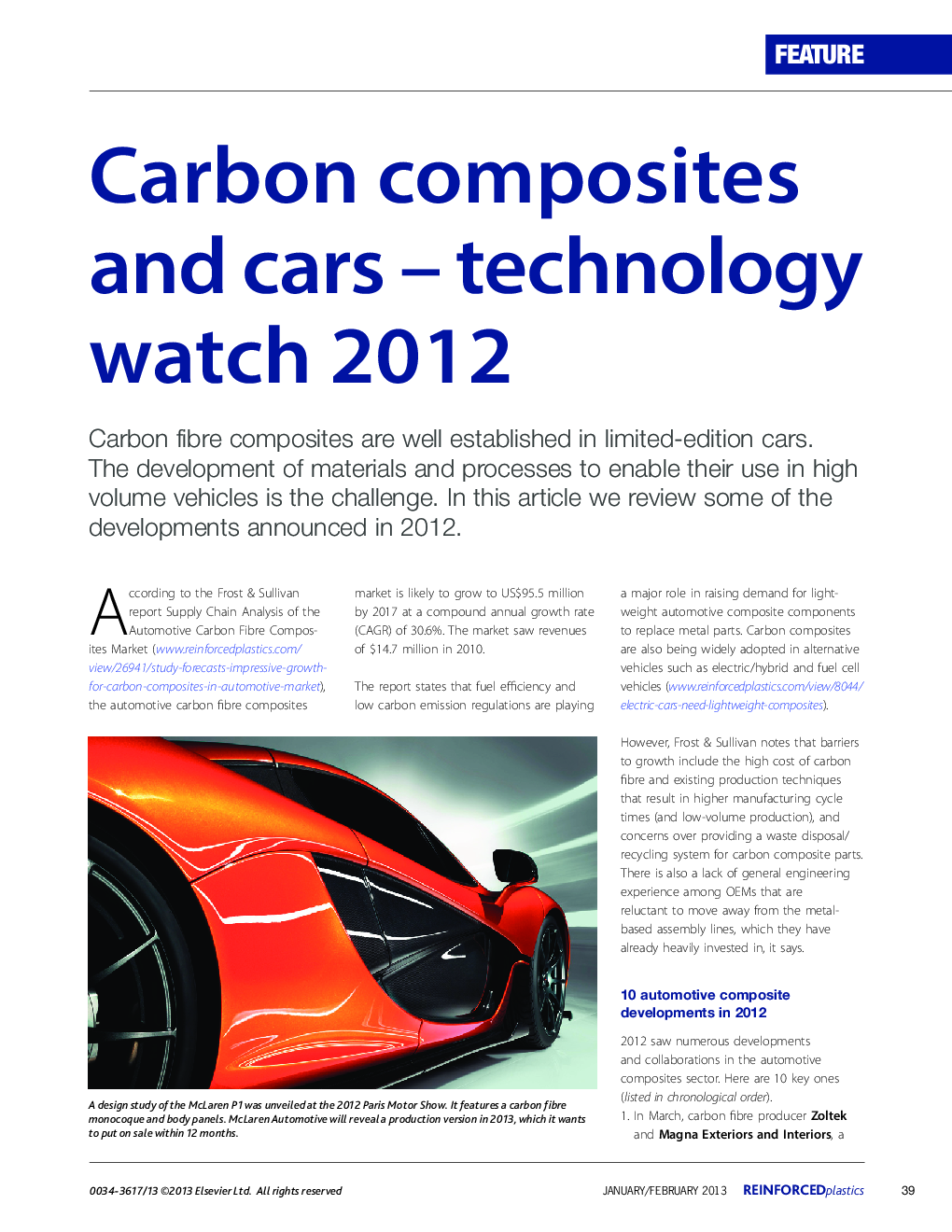 Carbon composites and cars – technology watch 2012