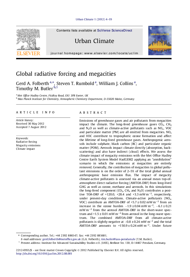 Global radiative forcing and megacities