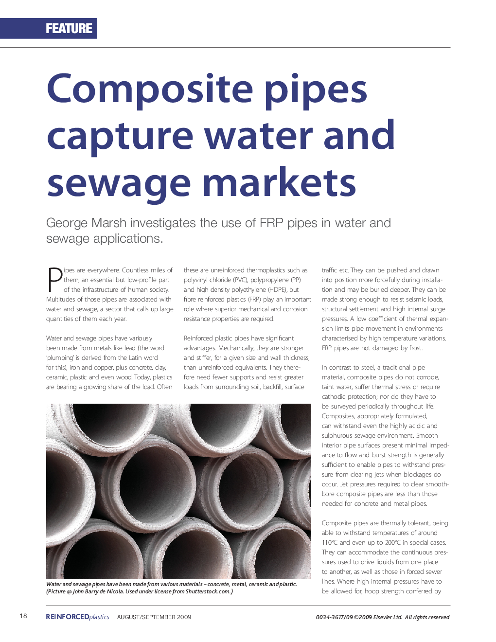 Composite pipes capture water and sewage markets