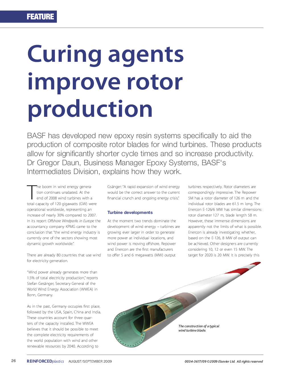 Curing agents improve rotor production 