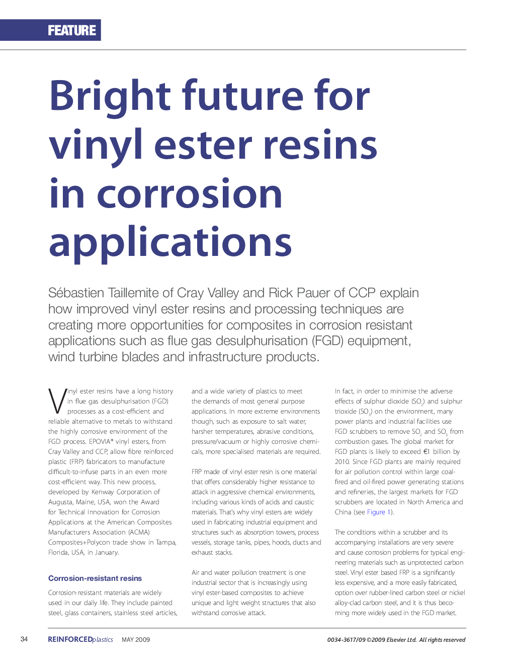 Bright future for vinyl ester resins in corrosion applications