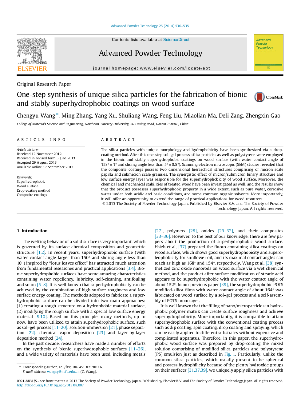 One-step synthesis of unique silica particles for the fabrication of bionic and stably superhydrophobic coatings on wood surface