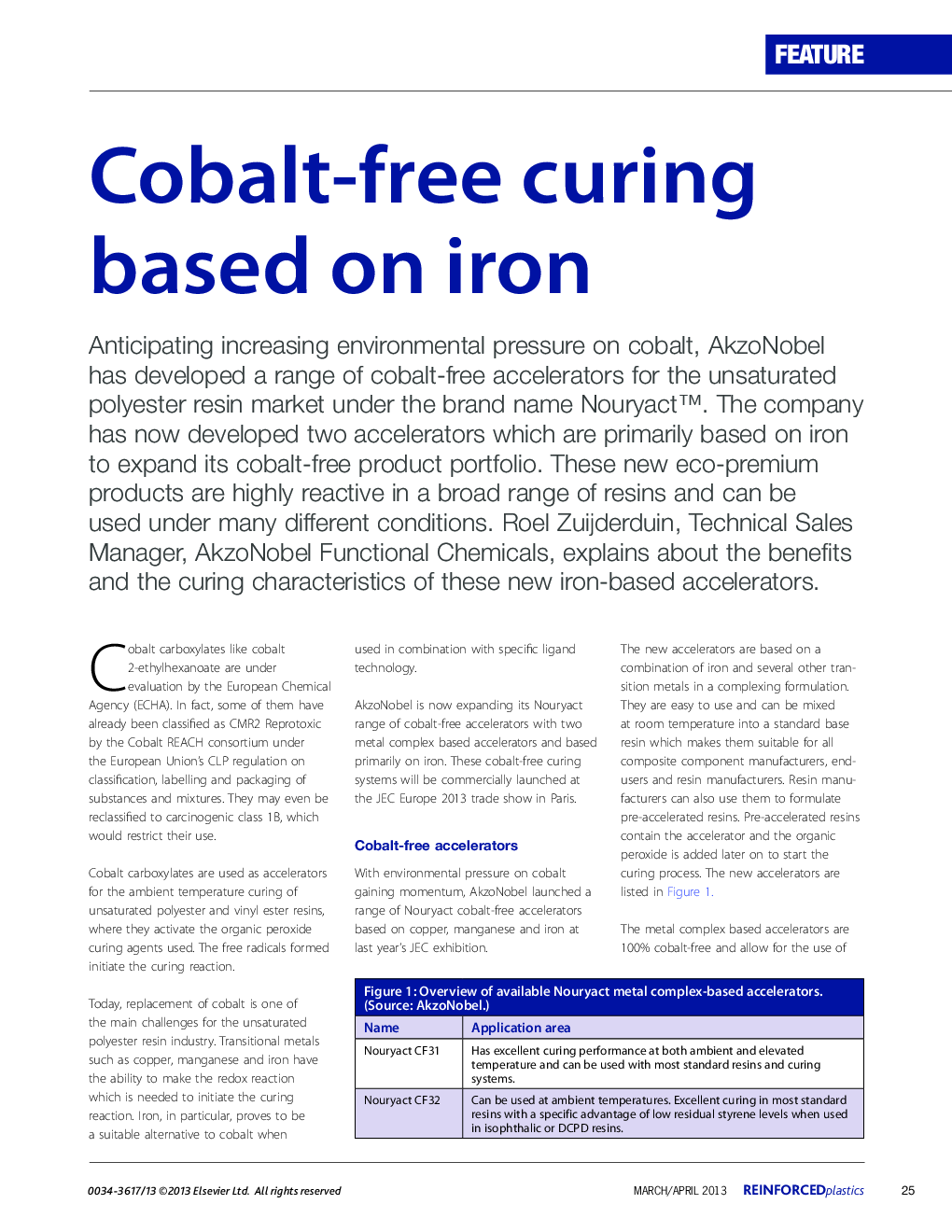 Cobalt-free curing based on iron