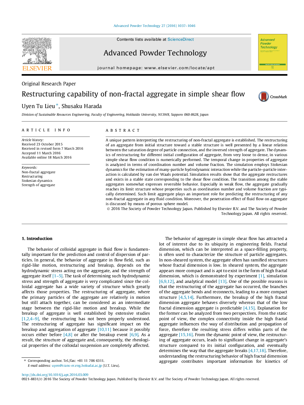 Restructuring capability of non-fractal aggregate in simple shear flow