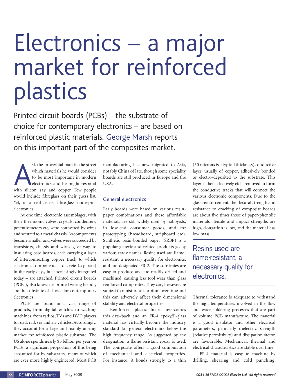 Electronics - a major market for reinforced plastics