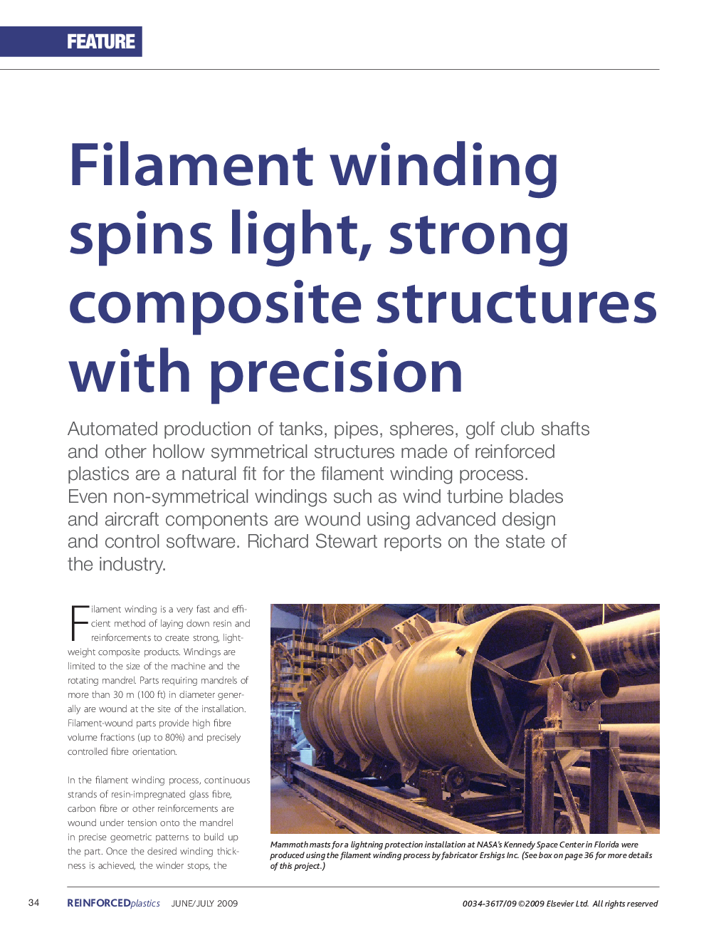 Filament winding spins light, strong composite structures with precision 