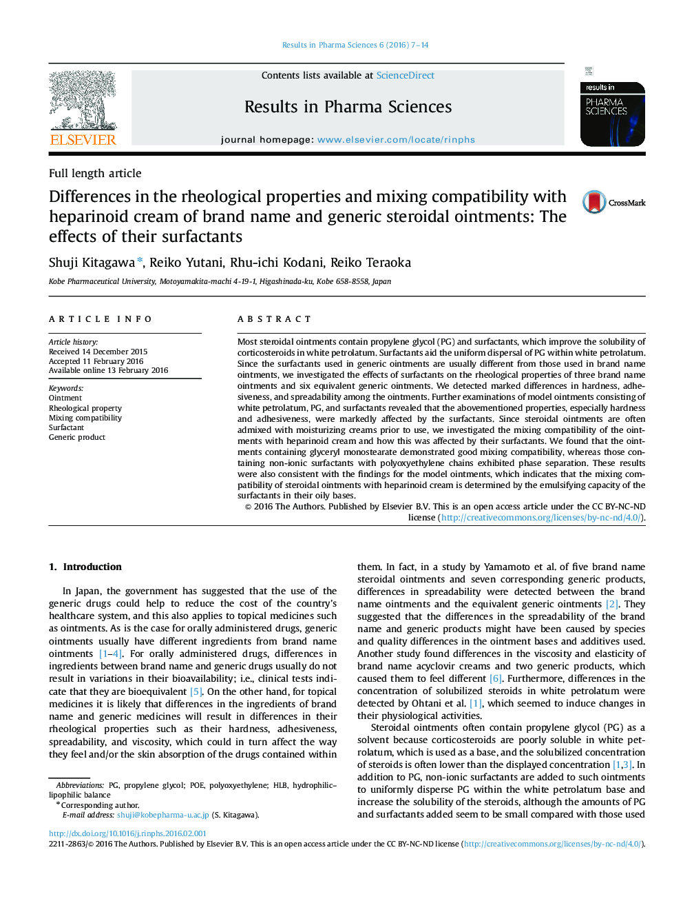 Differences in the rheological properties and mixing compatibility with heparinoid cream of brand name and generic steroidal ointments: The effects of their surfactants